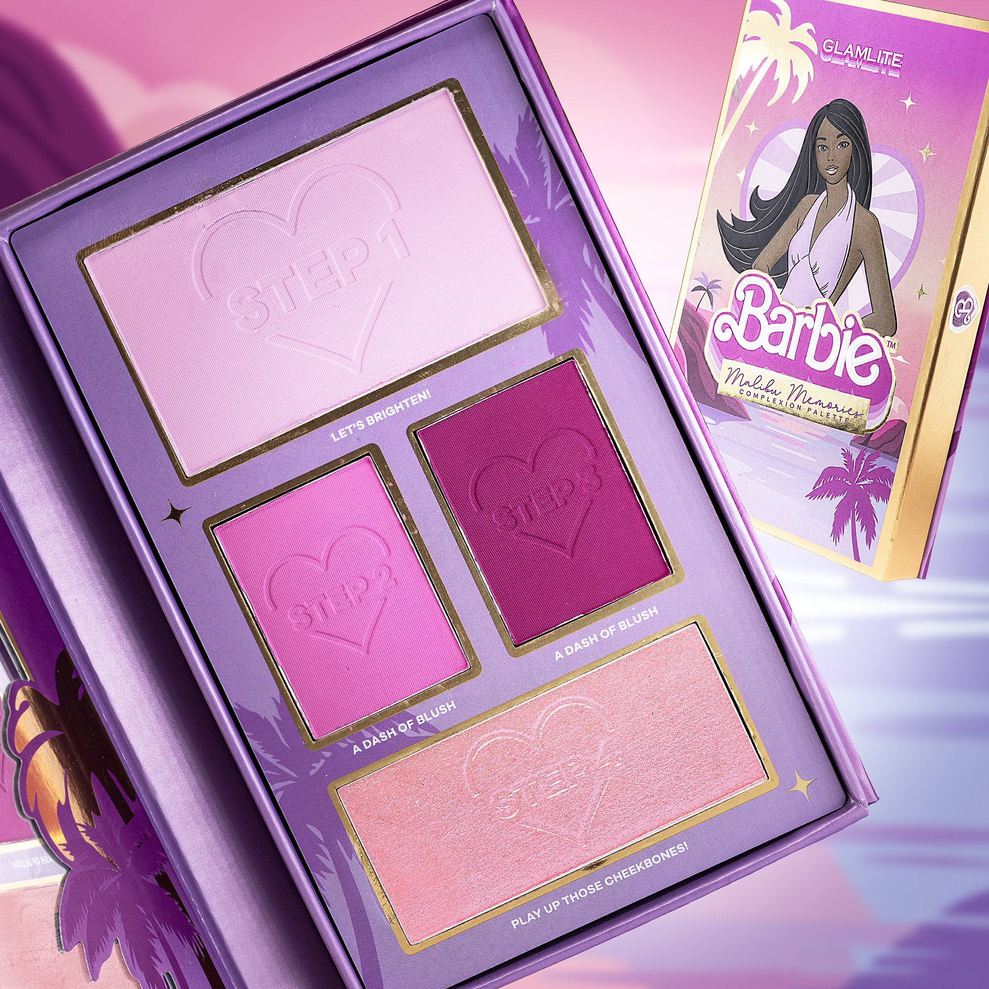 Glamlite Barbie Malibu Memories palette viso viola 4 colori