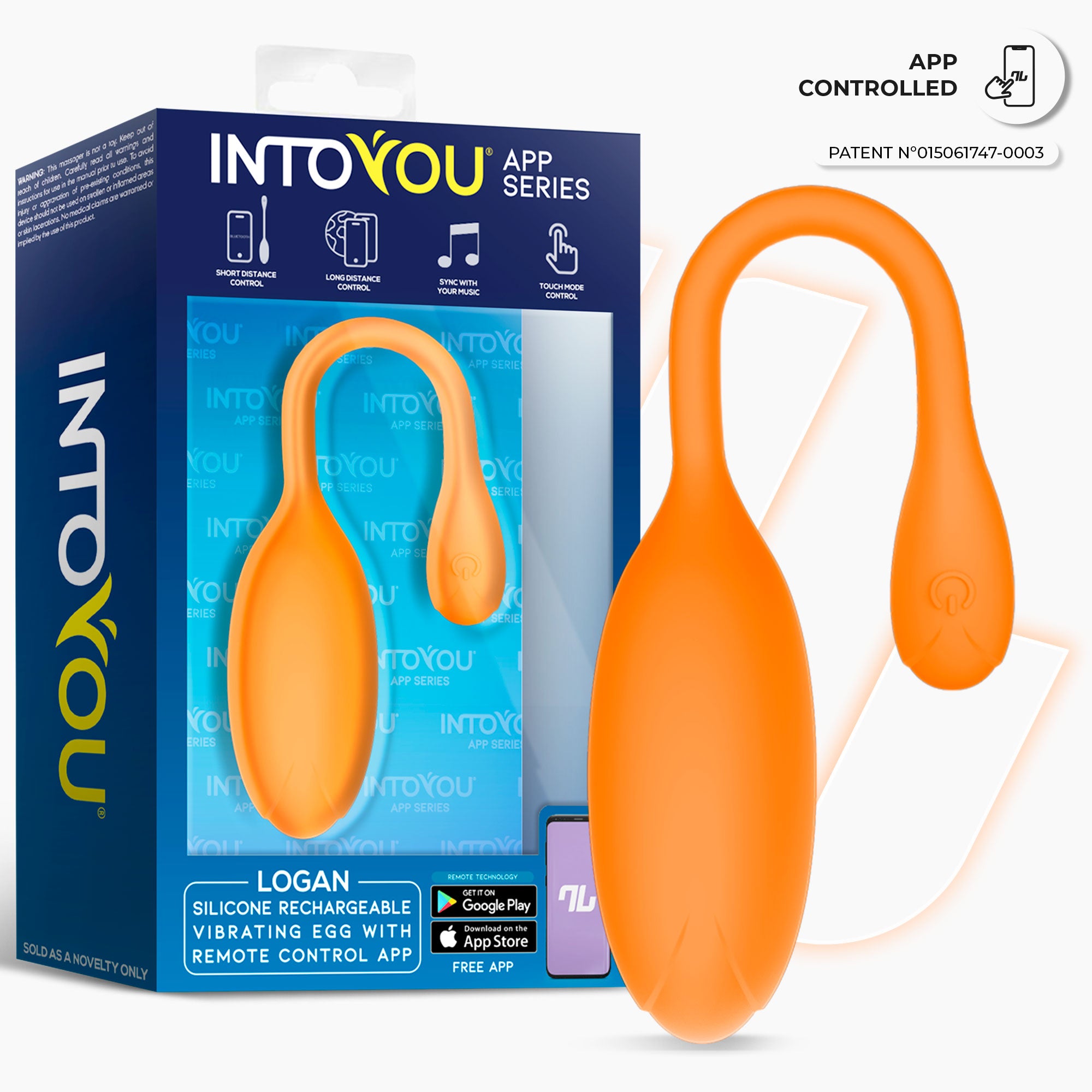 INTOYOU Logan Uovo Vibrante Arancione Bluetooth App
