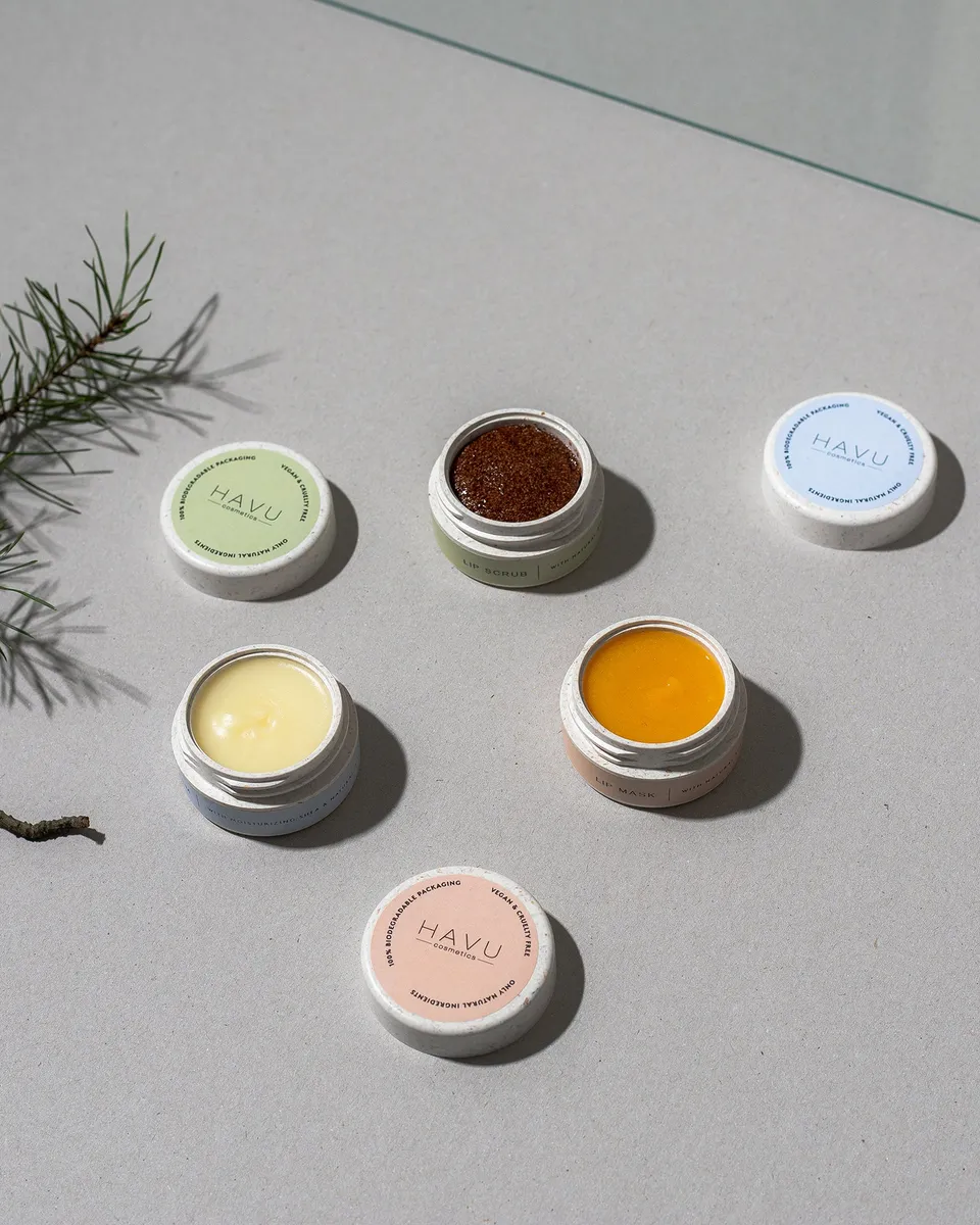 HAVU Lip Care Products set cura labbra scrub maschera balsamo