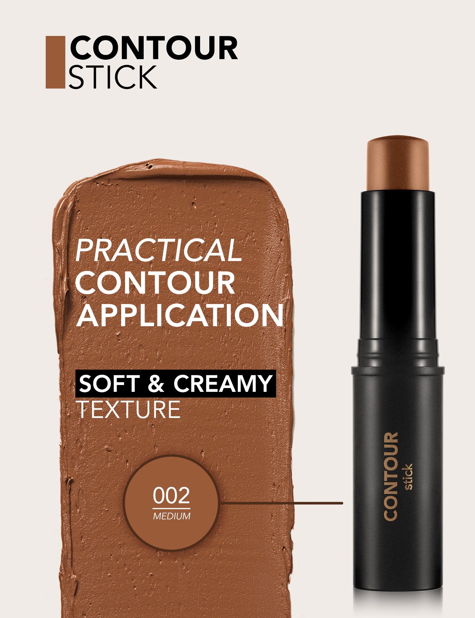 Pretty by Flormar Contour Stick bronzer 02 Medium cremoso