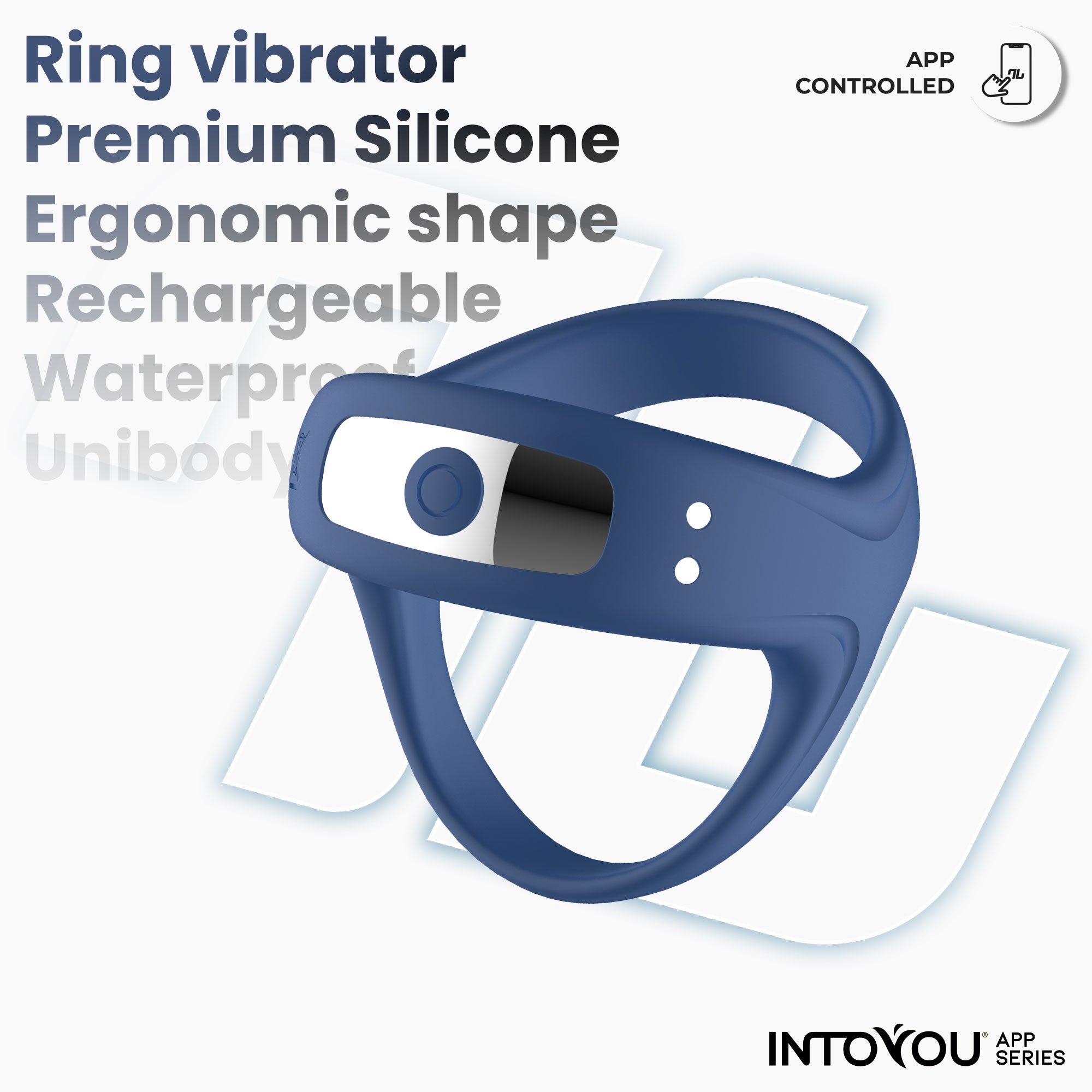 INTOYOU Rank Anello Vibrante con App Blu 10 Modi