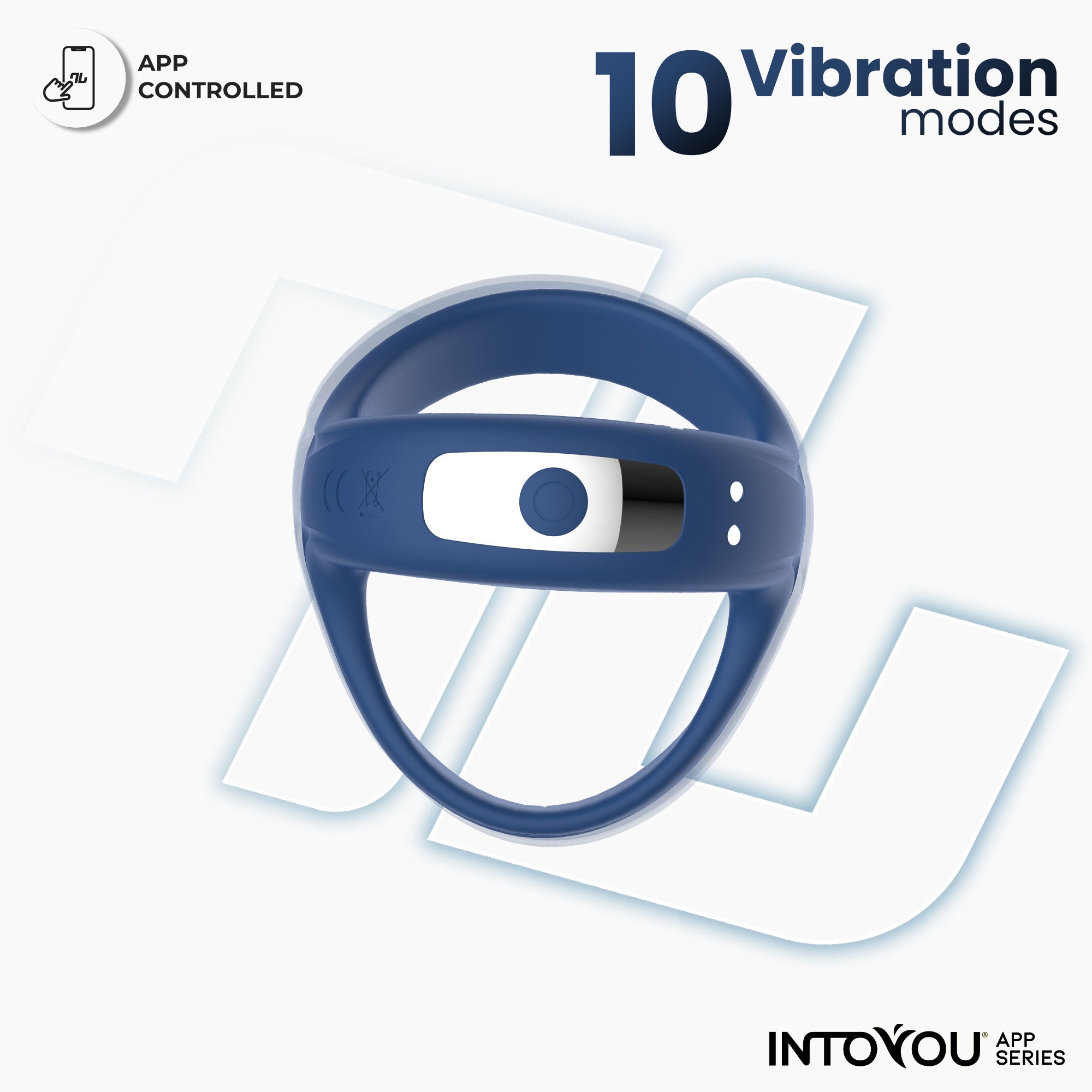 INTOYOU Rank Anello Vibrante con App Blu 10 Modi