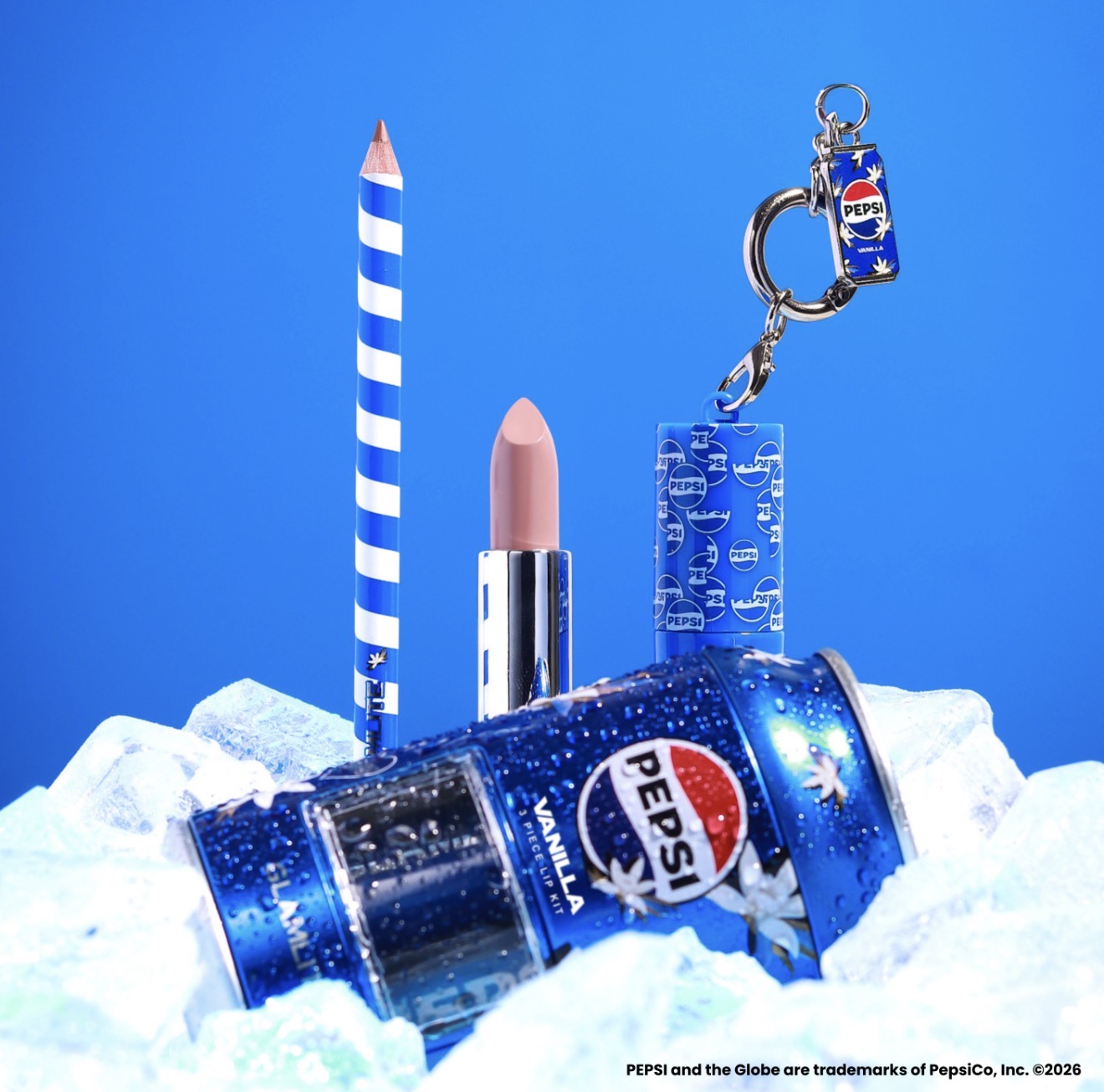 Glamlite Pepsi Vanilla kit labbra rossetto gloss matita 3pz