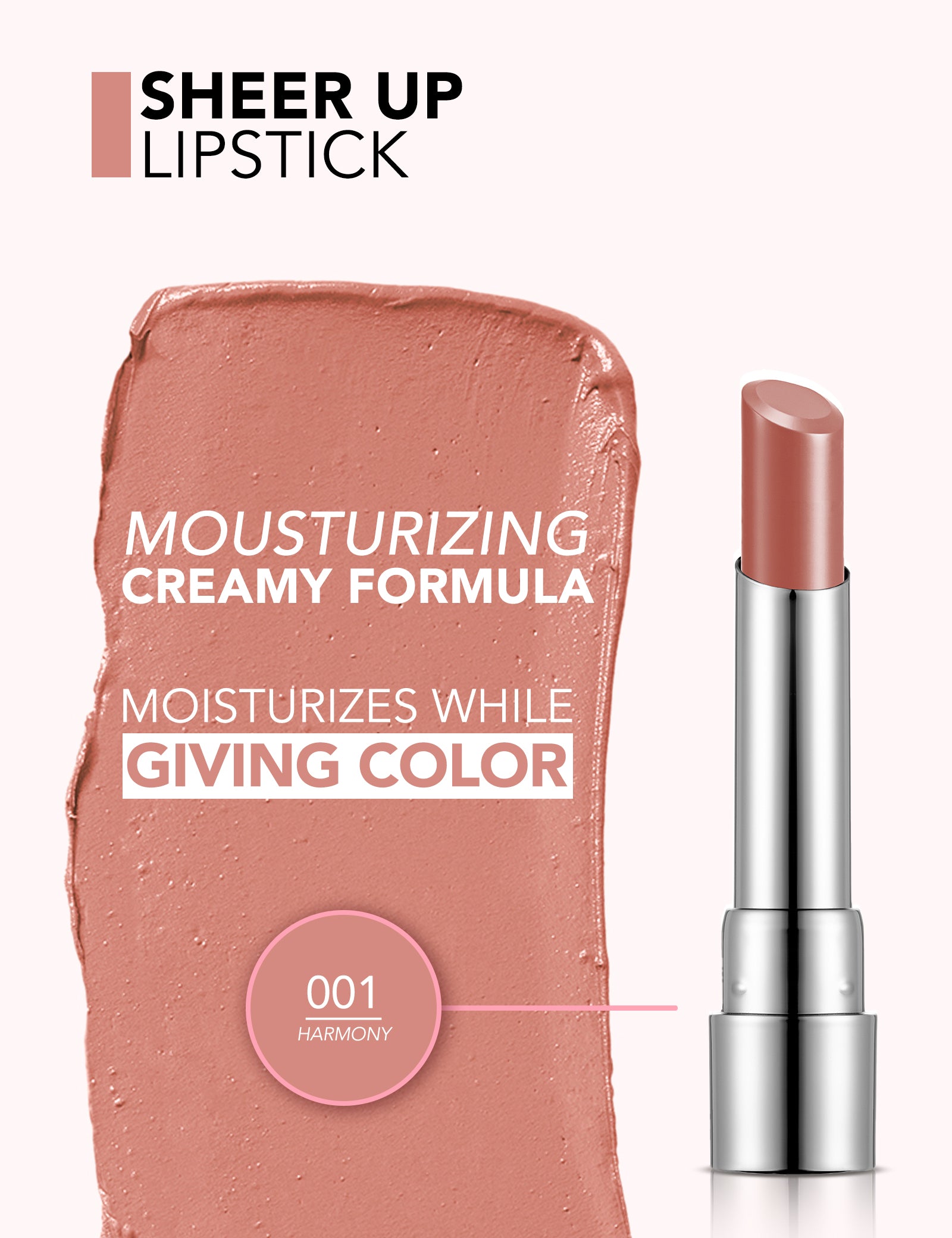 Pretty by Flormar Sheer Up 001 Harmony rossetto luminoso idratante