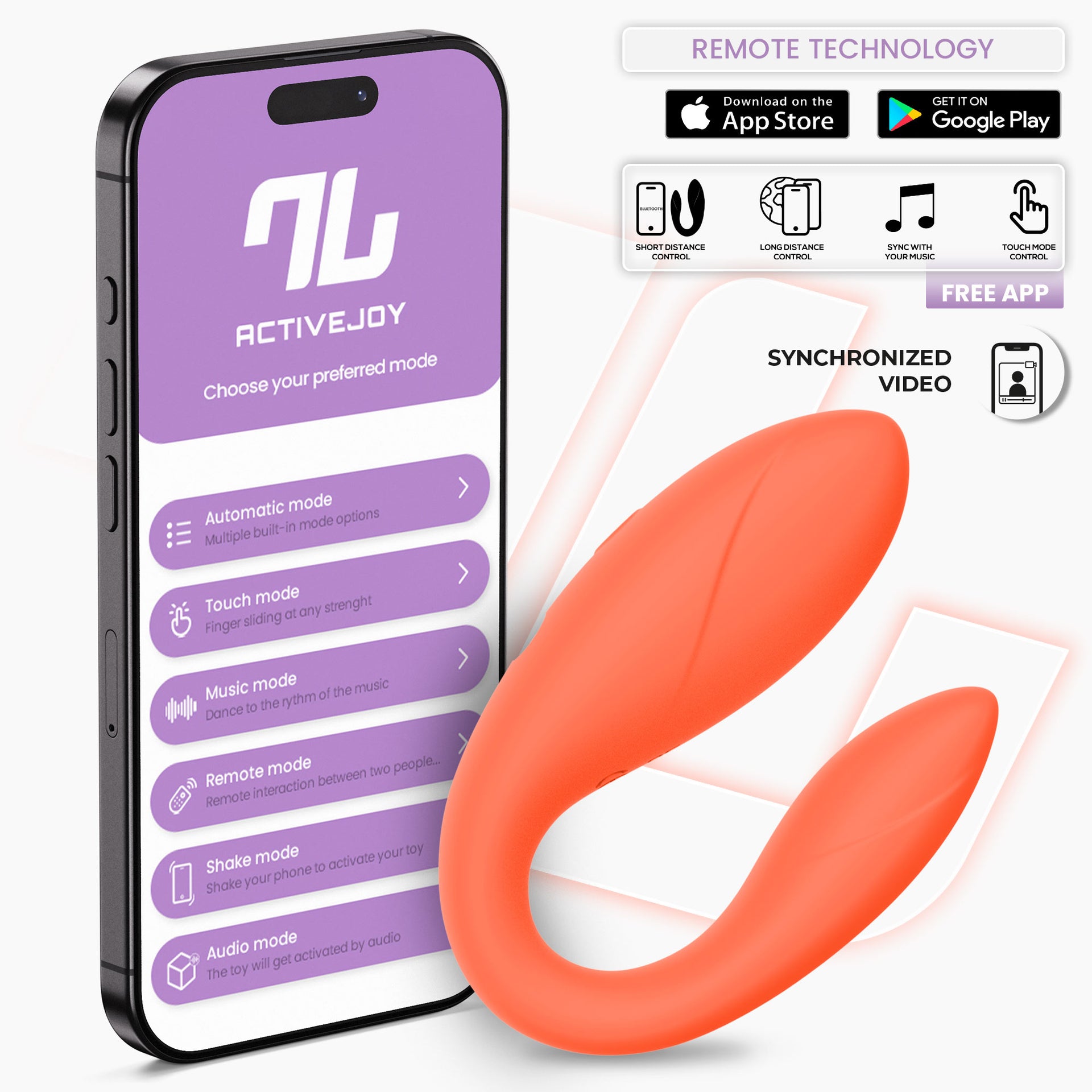INTOYOU vibratore di coppia silicone salmone app