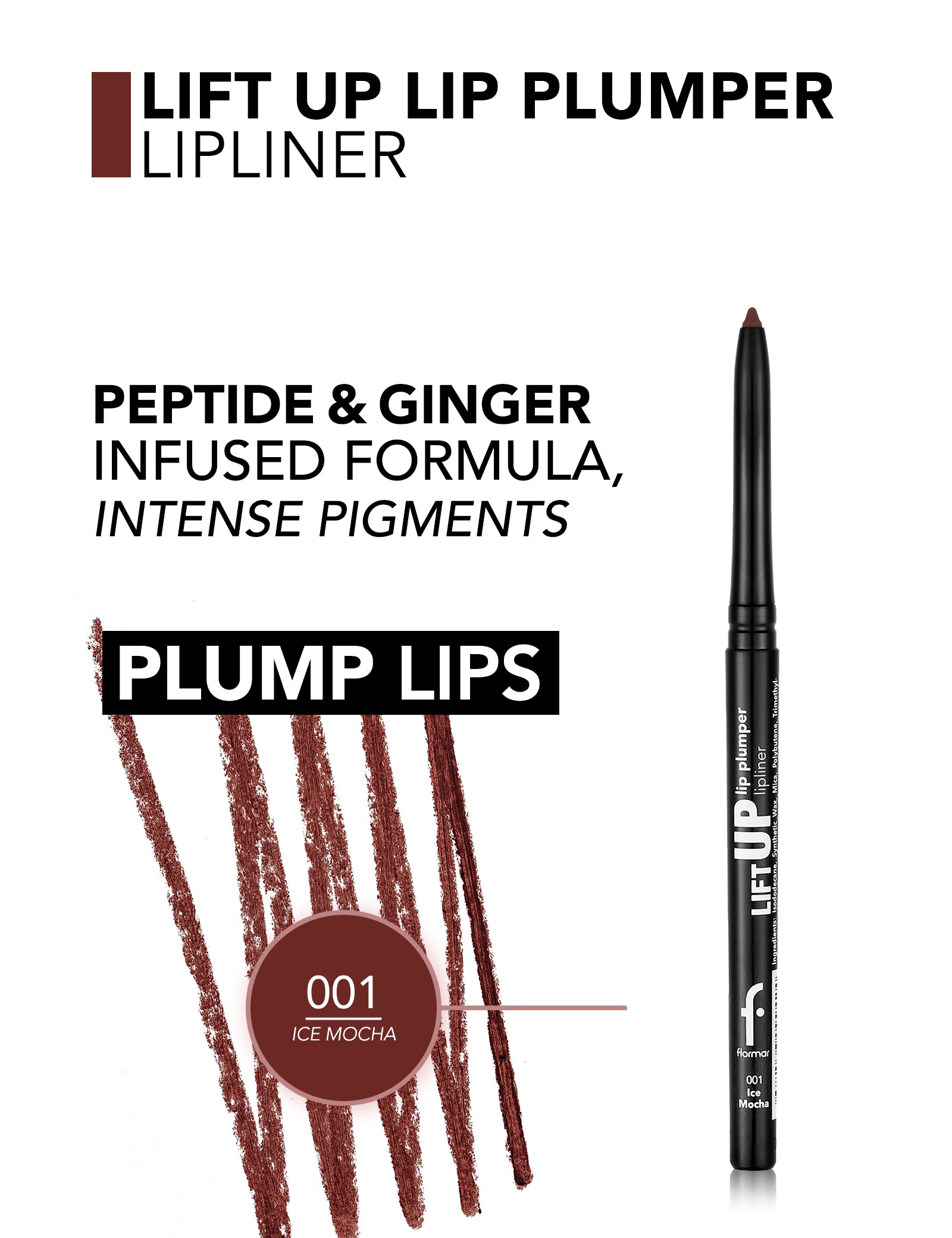 Pretty by Flormar Lift Up matita labbra 001 Ice Mocha opaca