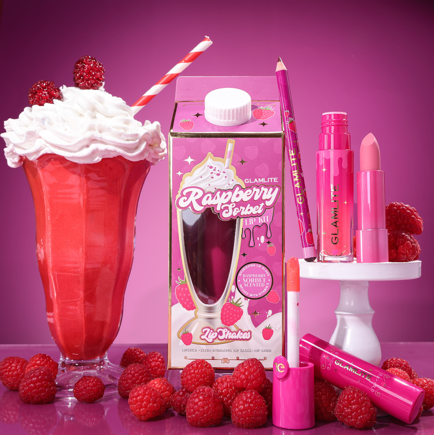Glamlite Raspberry Sorbet Kit Labbra 3pz Vitamina E