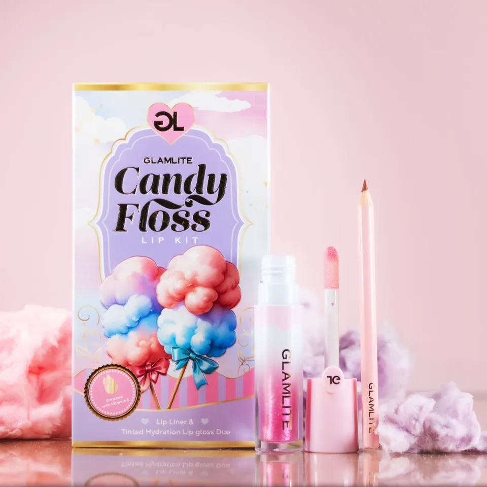 Glamlite Lip Kits Candy Floss kit labbra gloss e matita rosa