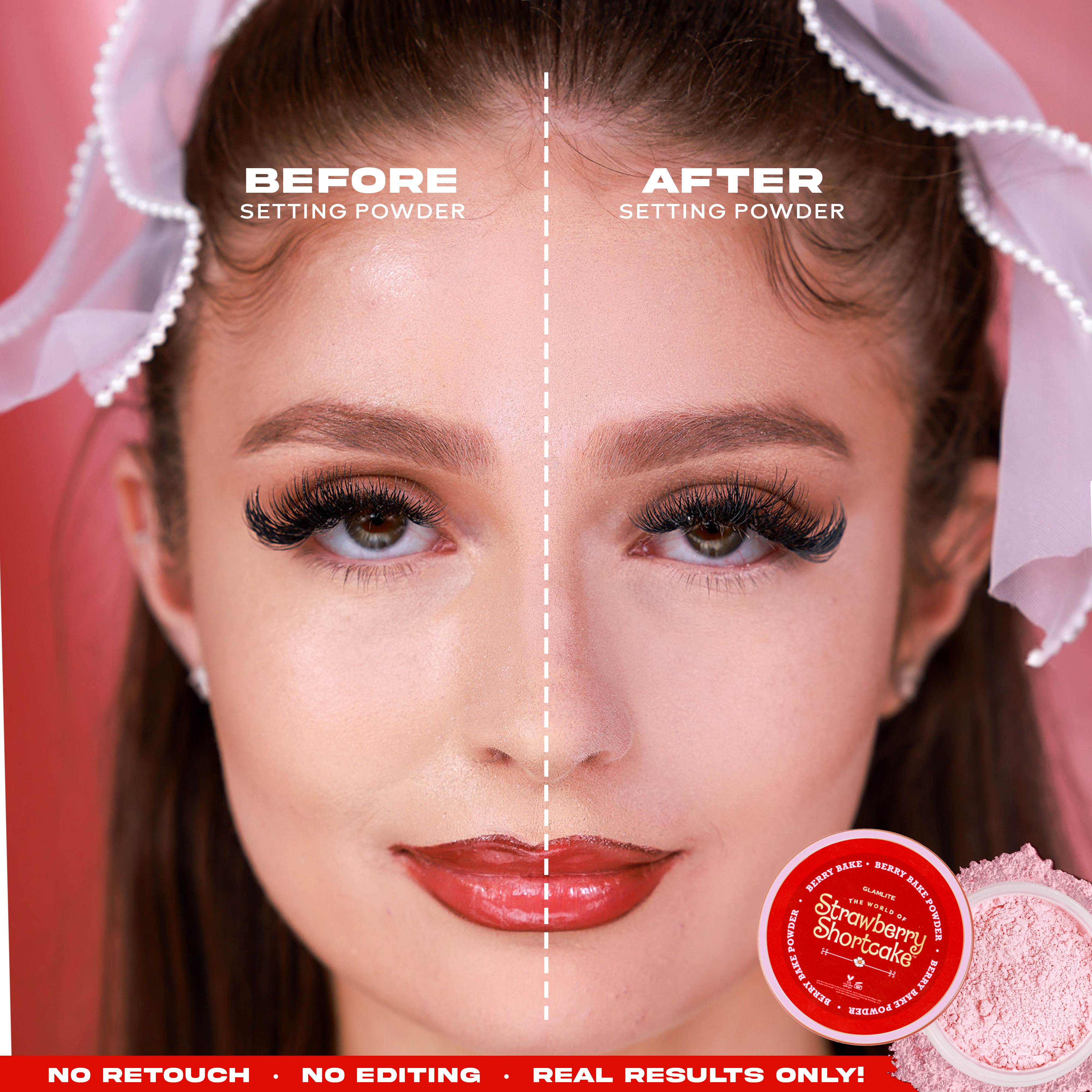 Glamlite Strawberry Shortcake cipria in polvere rosa 35g opacizzante