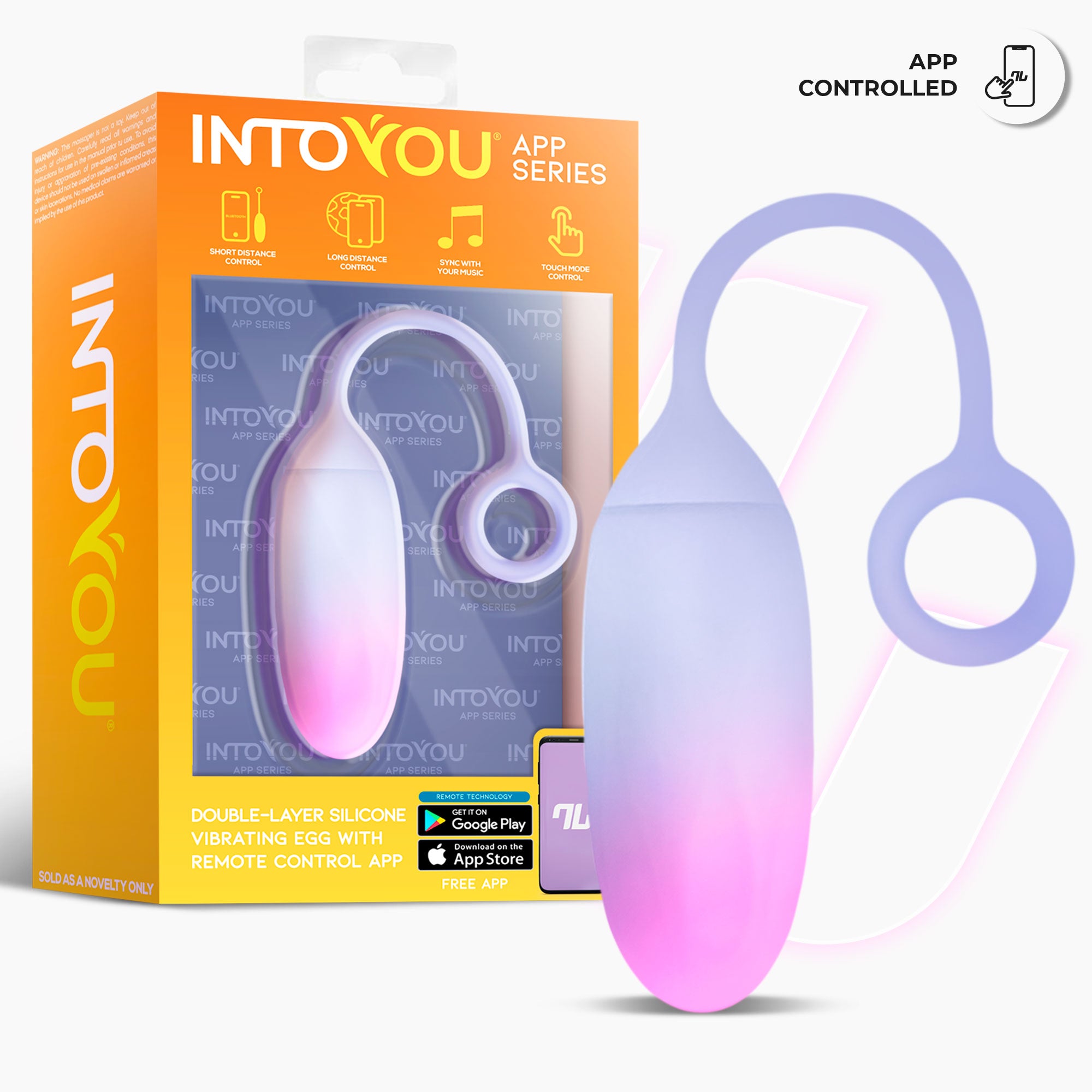 INTOYOU Uovo vibrante con app rosa blu silicone 10 modi