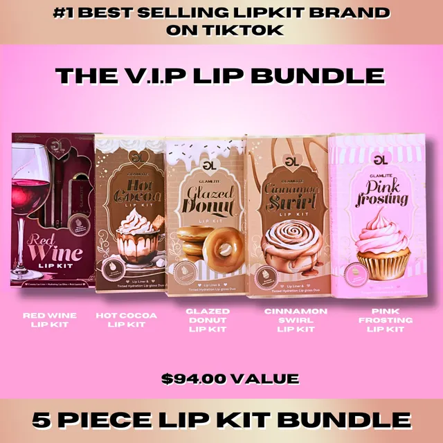 Glamlite VIP Lip Kit Bundle set 5 rossetti vino e cacao