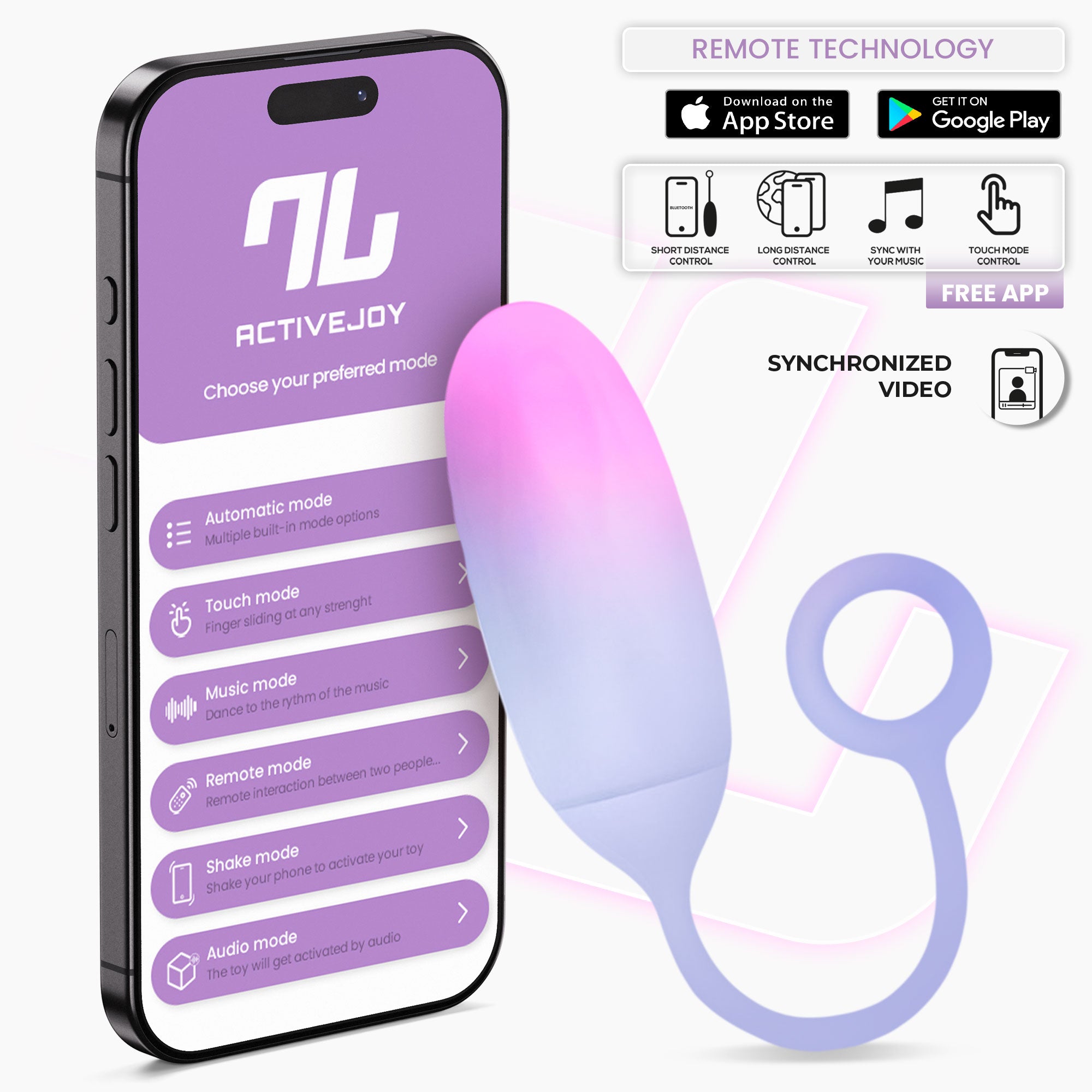 INTOYOU Uovo vibrante con app rosa blu silicone 10 modi