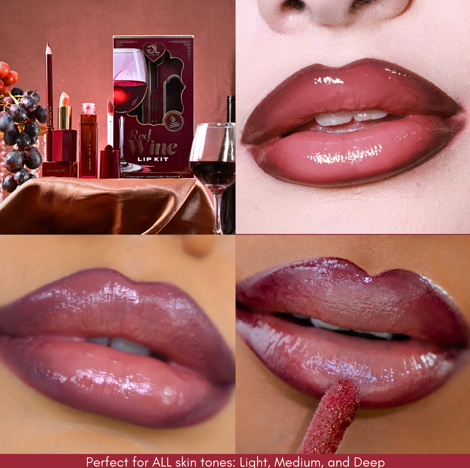 Glamlite VIP Lip Kit Bundle set 5 rossetti vino e cacao