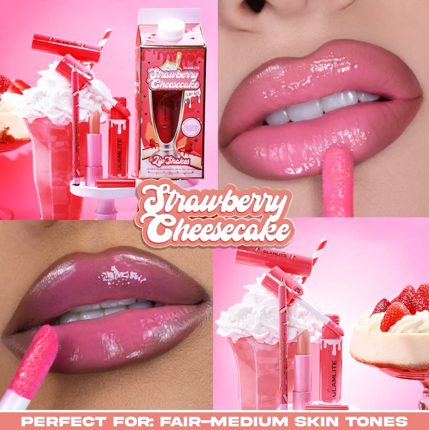 Glamlite Strawberry Cheesecake kit labbra 3 pezzi fragola