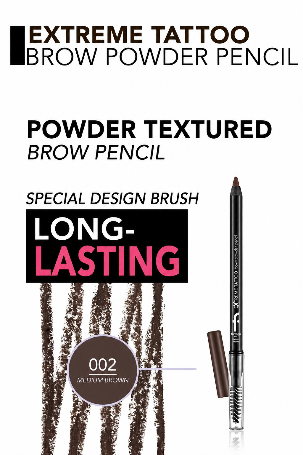 Pretty by Flormar Extreme matita sopracciglia 001 Brown powder