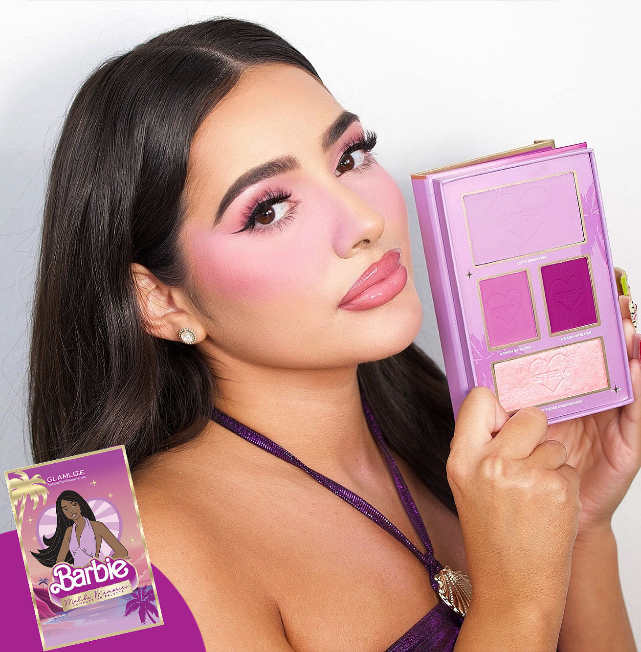 Glamlite Barbie Malibu Memories palette viso viola 4 colori