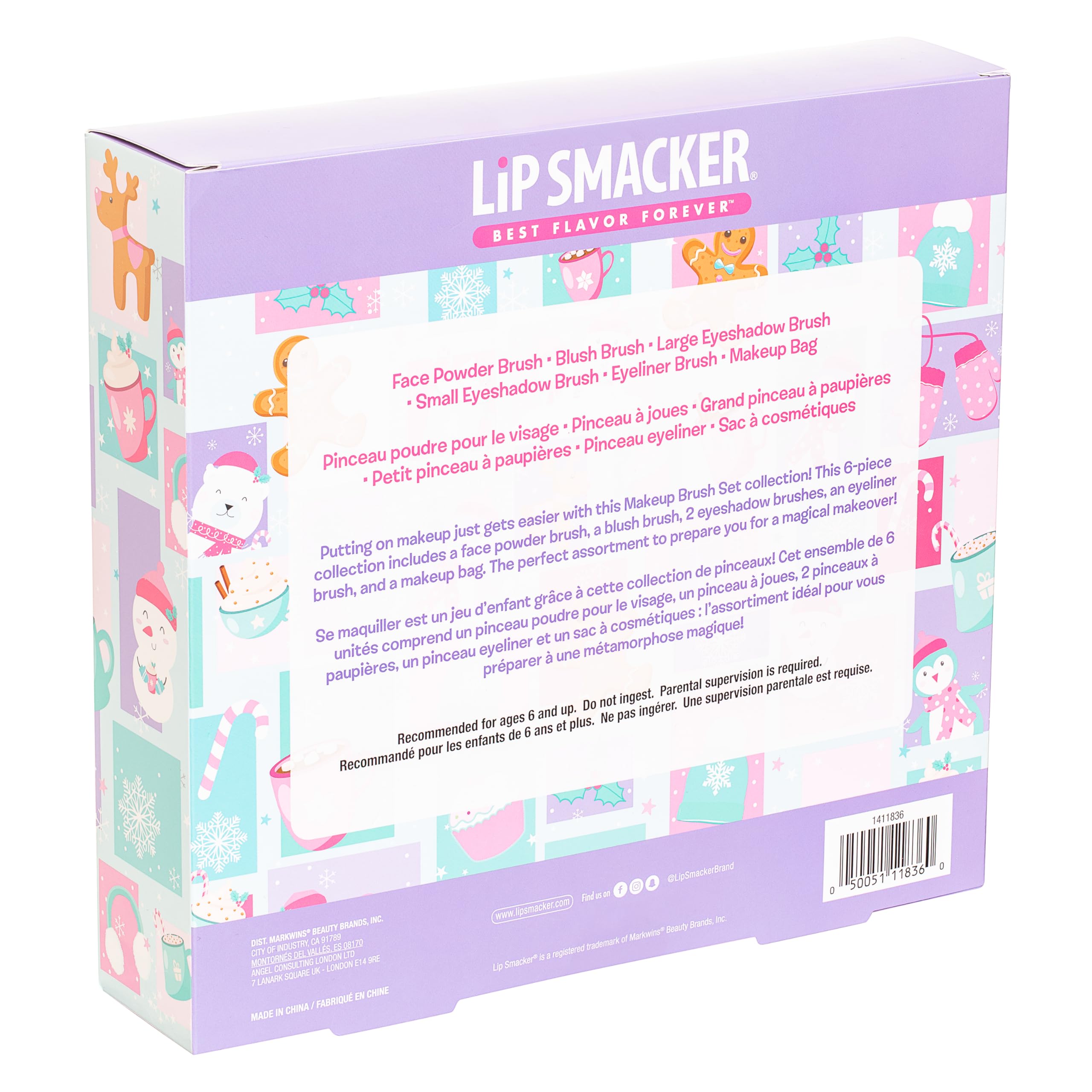 Lip Smacker Sparkle & Shine Set 6 Pennelli Trucco Bambina con Borsetta