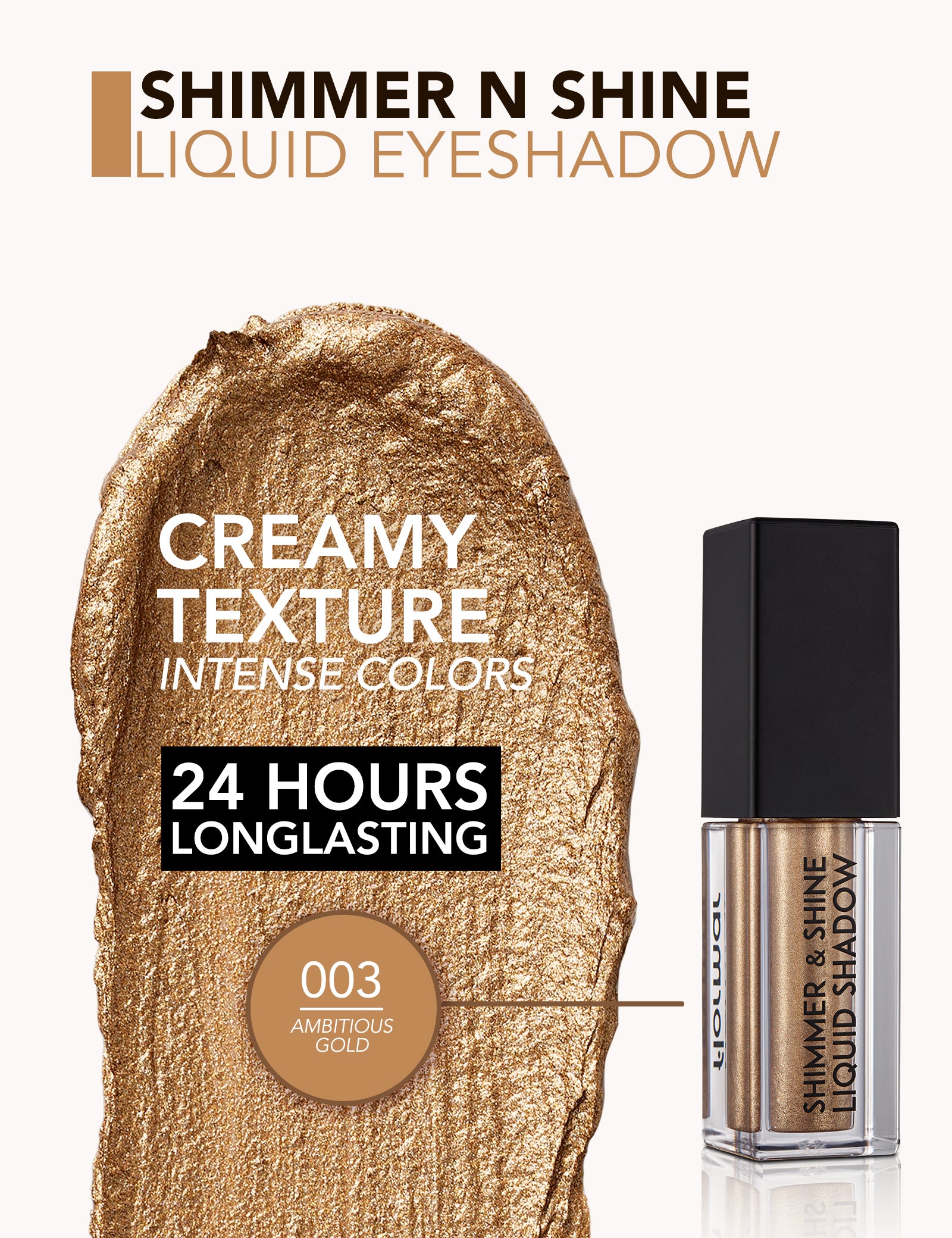 Pretty by Flormar Shimmer & Shine ombretto liquido 01 Cashmere Gold