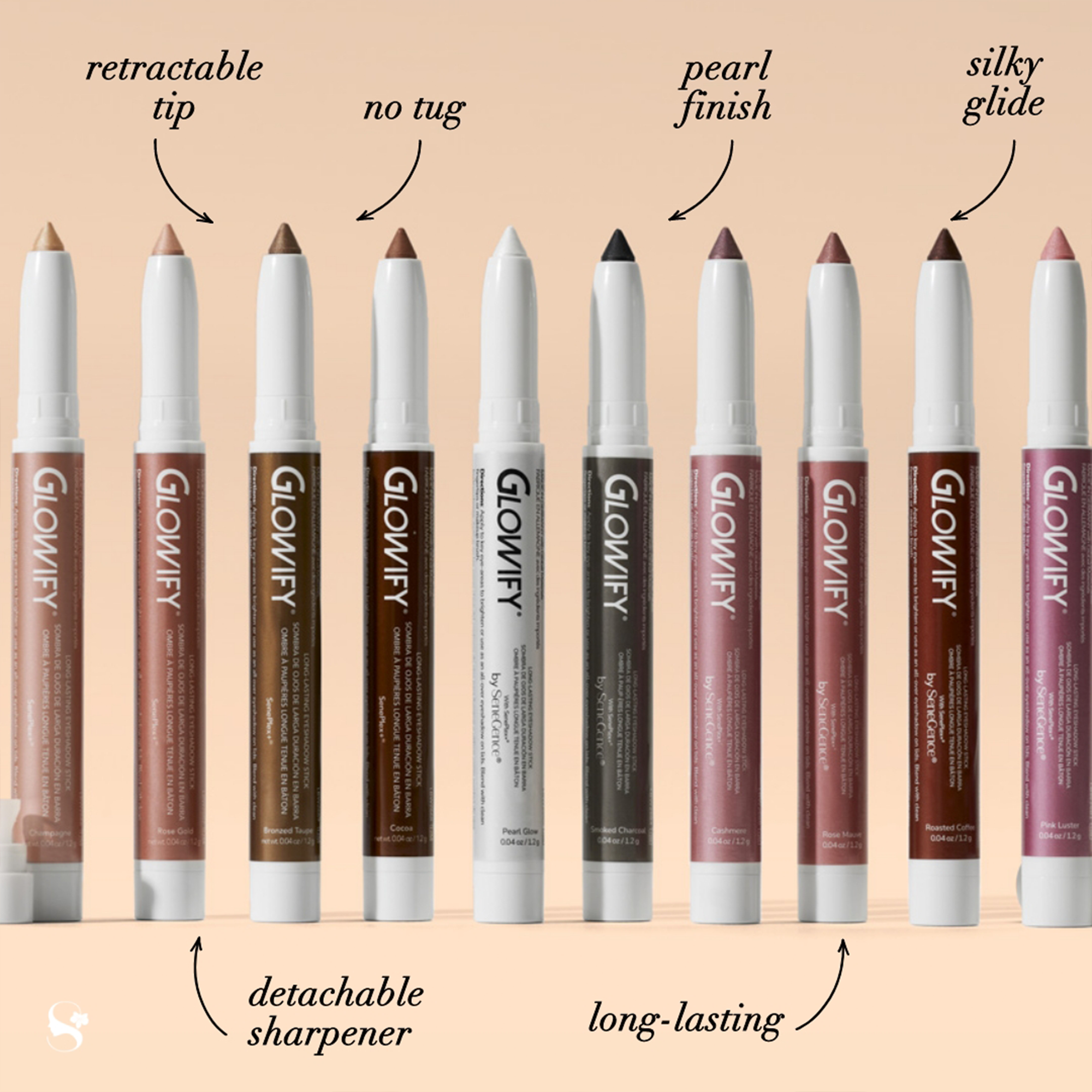 LipSense Glowify Pink Mocha ombretto stick duo 2 pezzi shimmer