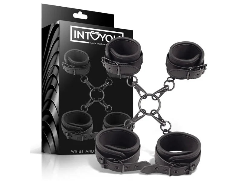 INTOYOU Black Shadow set manette polsi caviglie pelle vegana nero