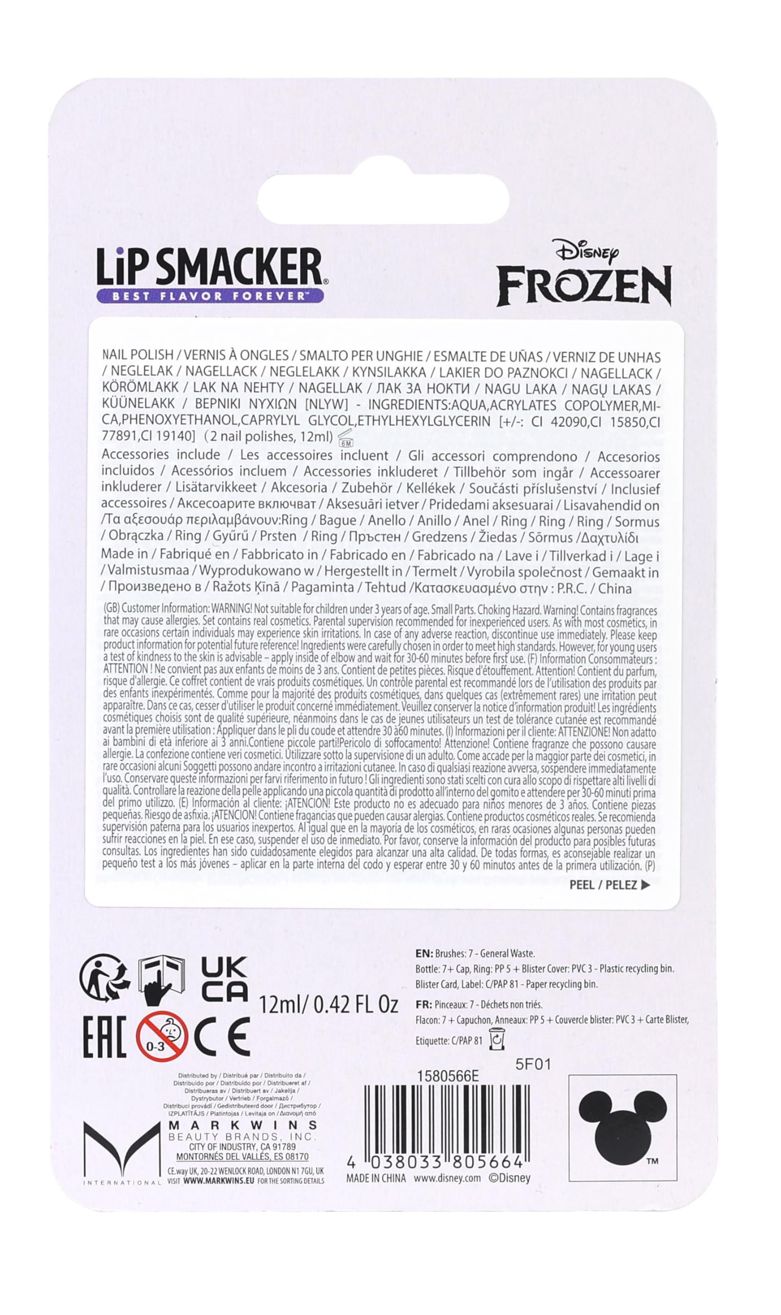 Lip Smacker Disney Frozen smalto set 2 pezzi Elsa Anna bambina