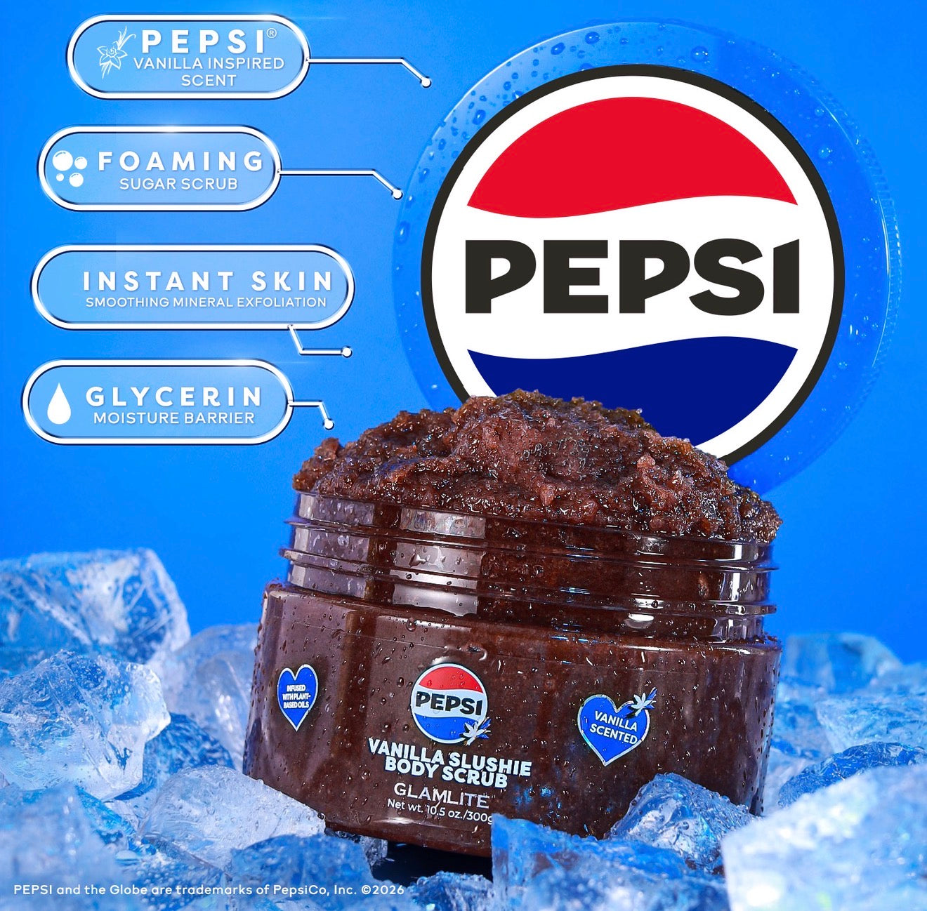 Glamlite Pepsi Vanilla bagnoschiuma scrub corpo bundle vaniglia