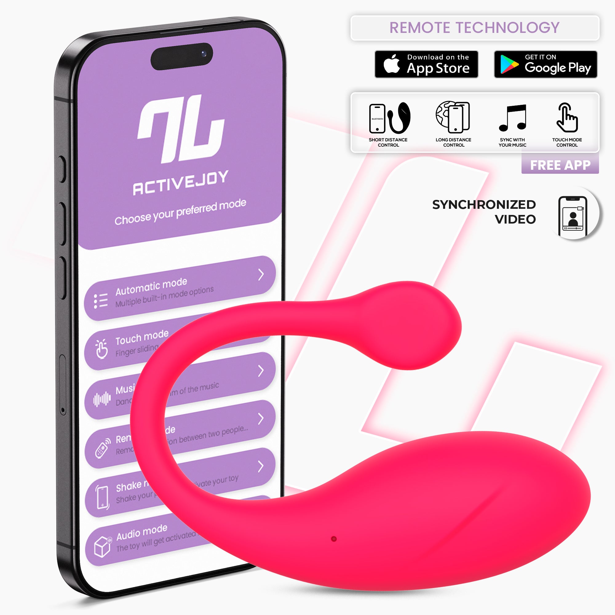 INTOYOU Bulby uovo vibrante rosa intenso con app