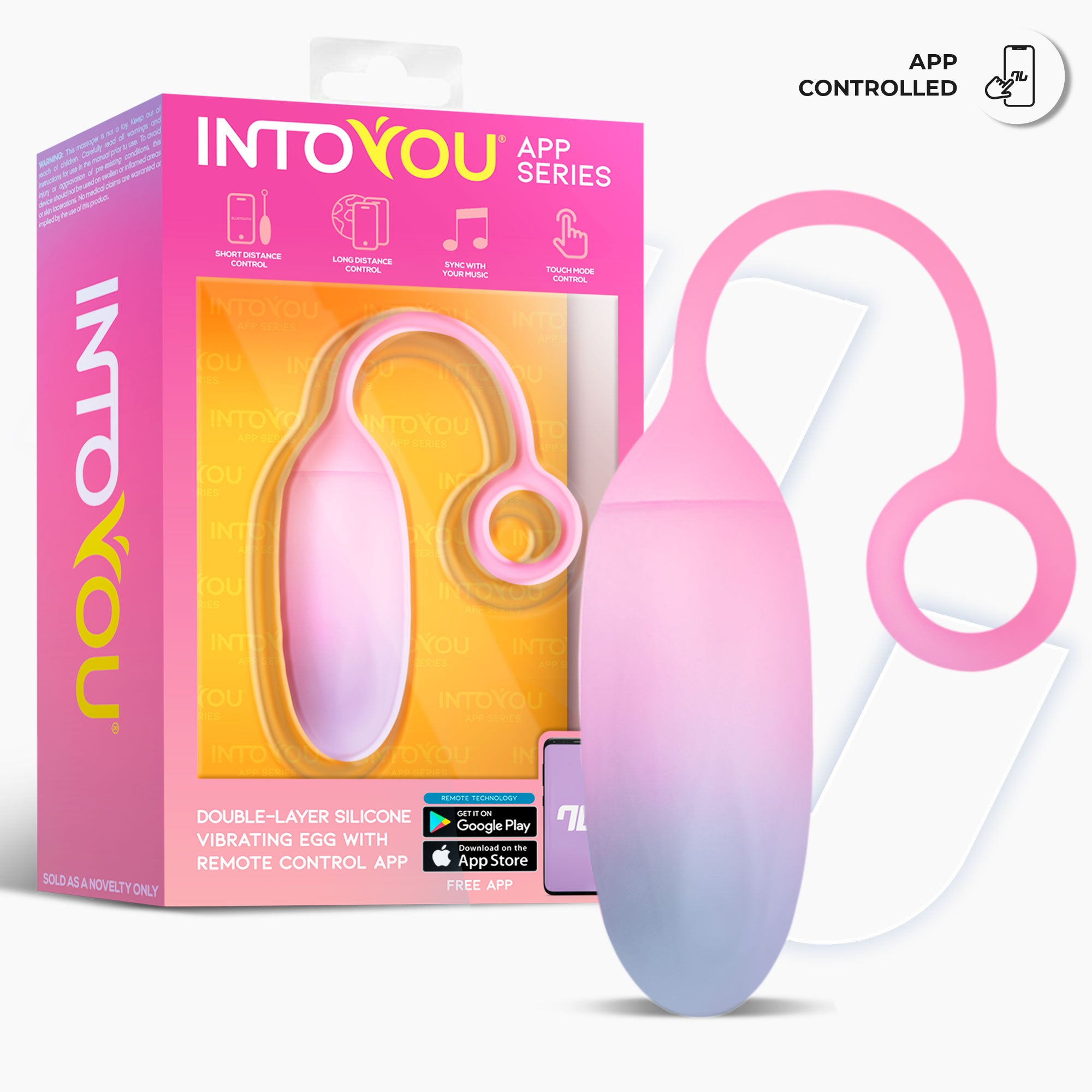 INTOYOU Uova ovetto vibrante con app blu rosa silicone