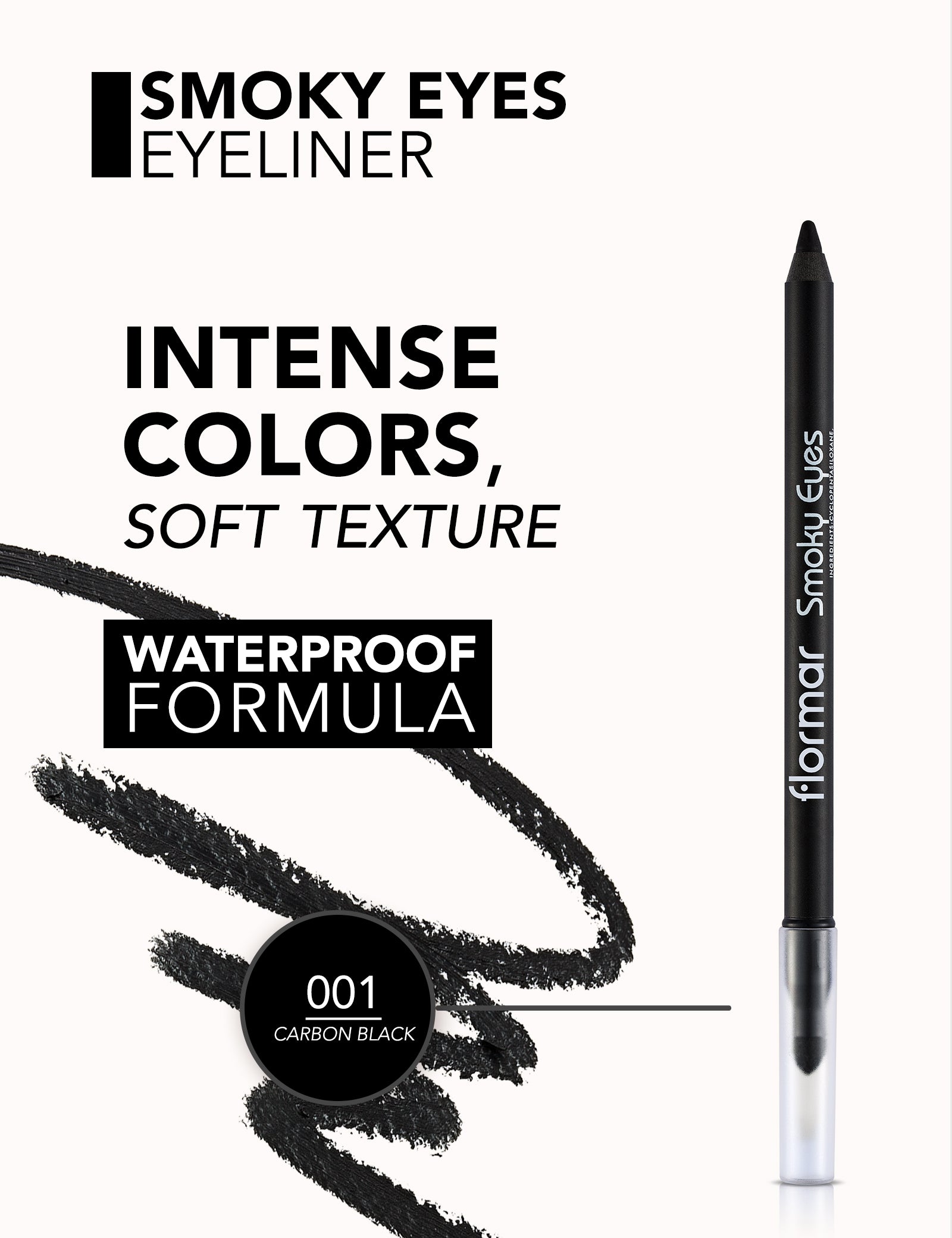 Pretty by Flormar Smoky Eyes eyeliner waterproof 001 Carbon Black