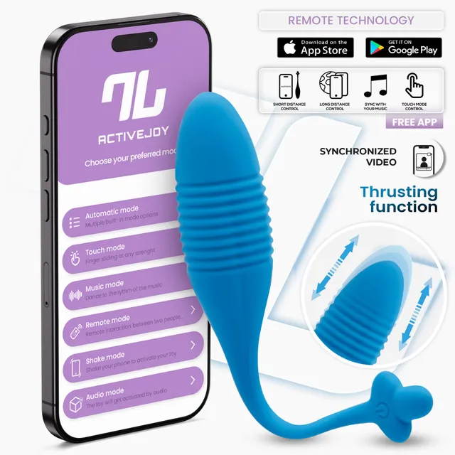 INTOYOU Uovo vibrante thrusting blu con app