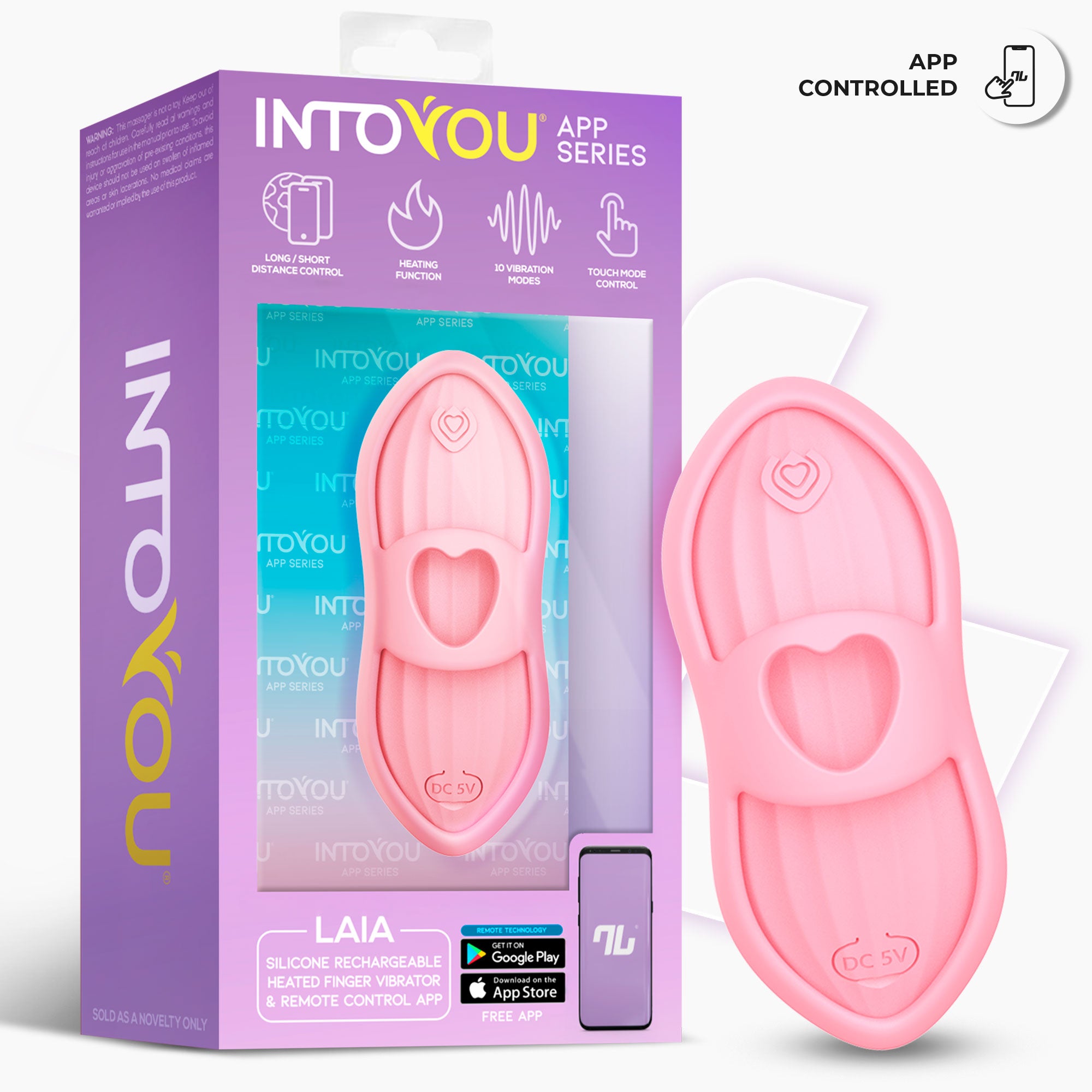 INTOYOU Laia Stimolatore Dito con Calore Rosa App