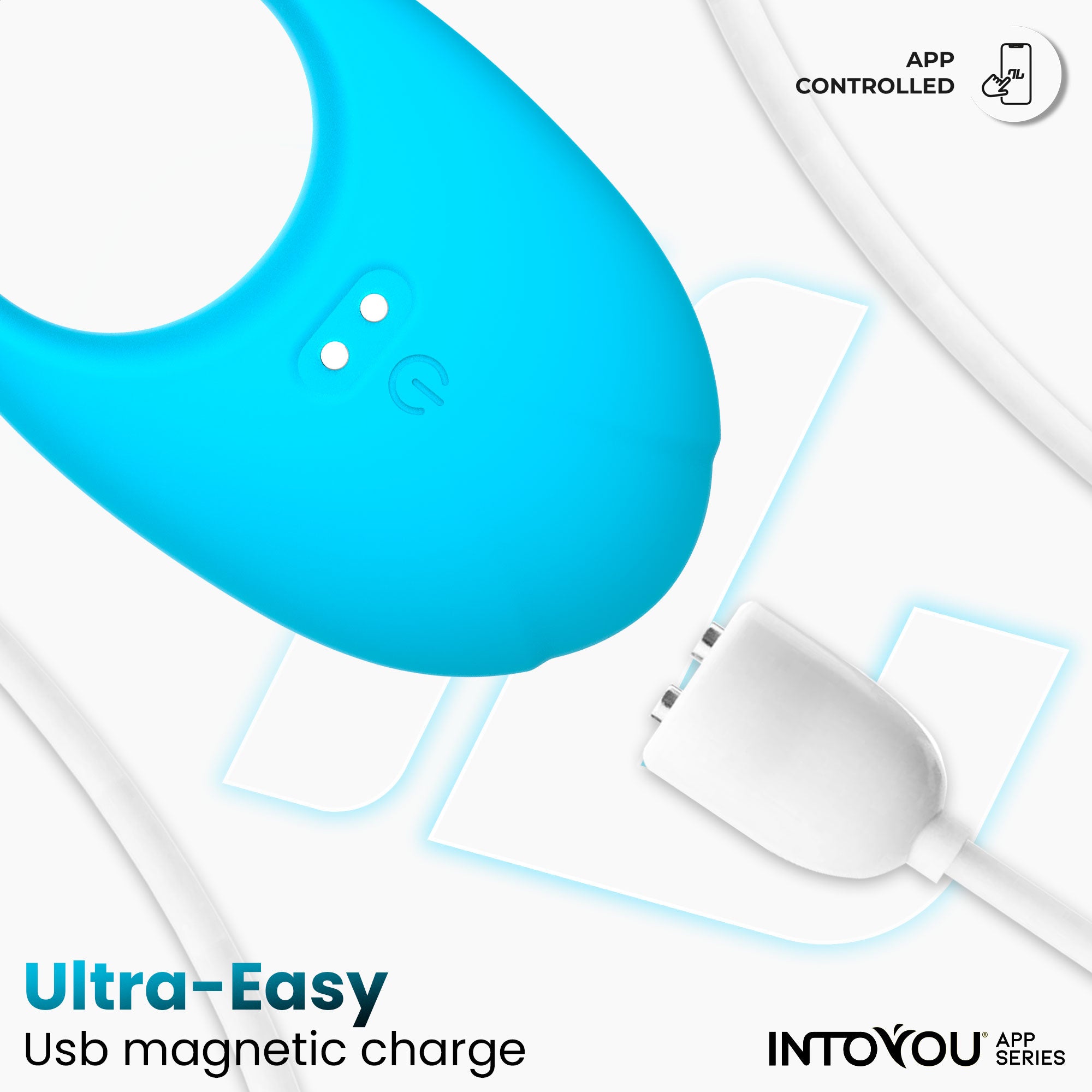 INTOYOU Ringo anello vibrante pene blu silicone 10 modi app
