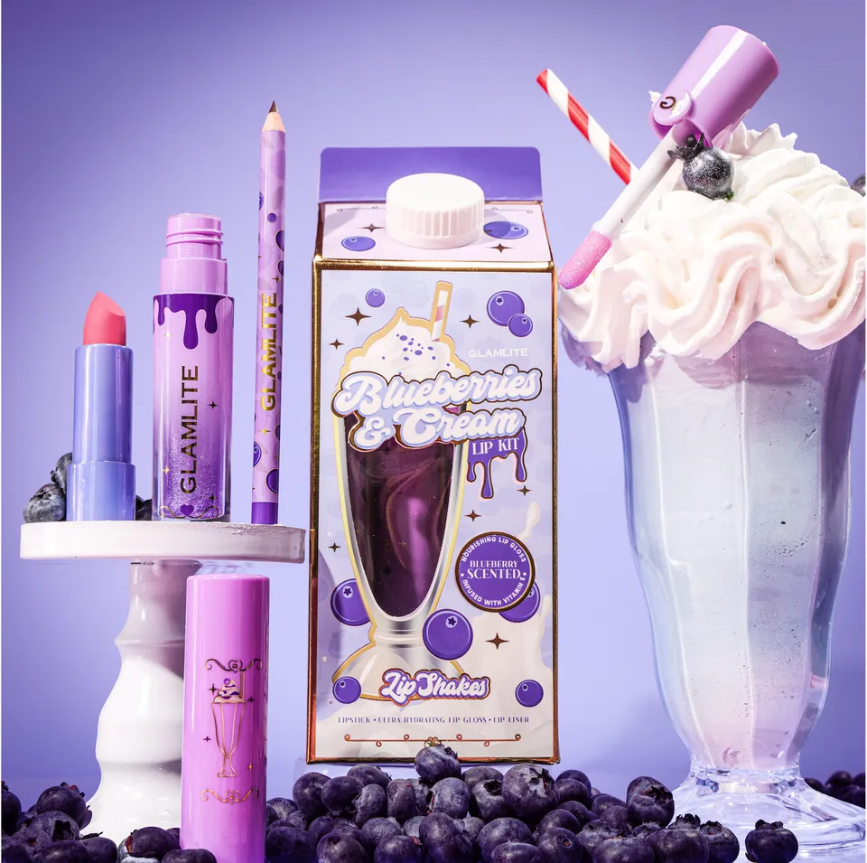Glamlite Lip Kits Blueberries & Cream Kit Labbra 3 Pezzi Shimmer